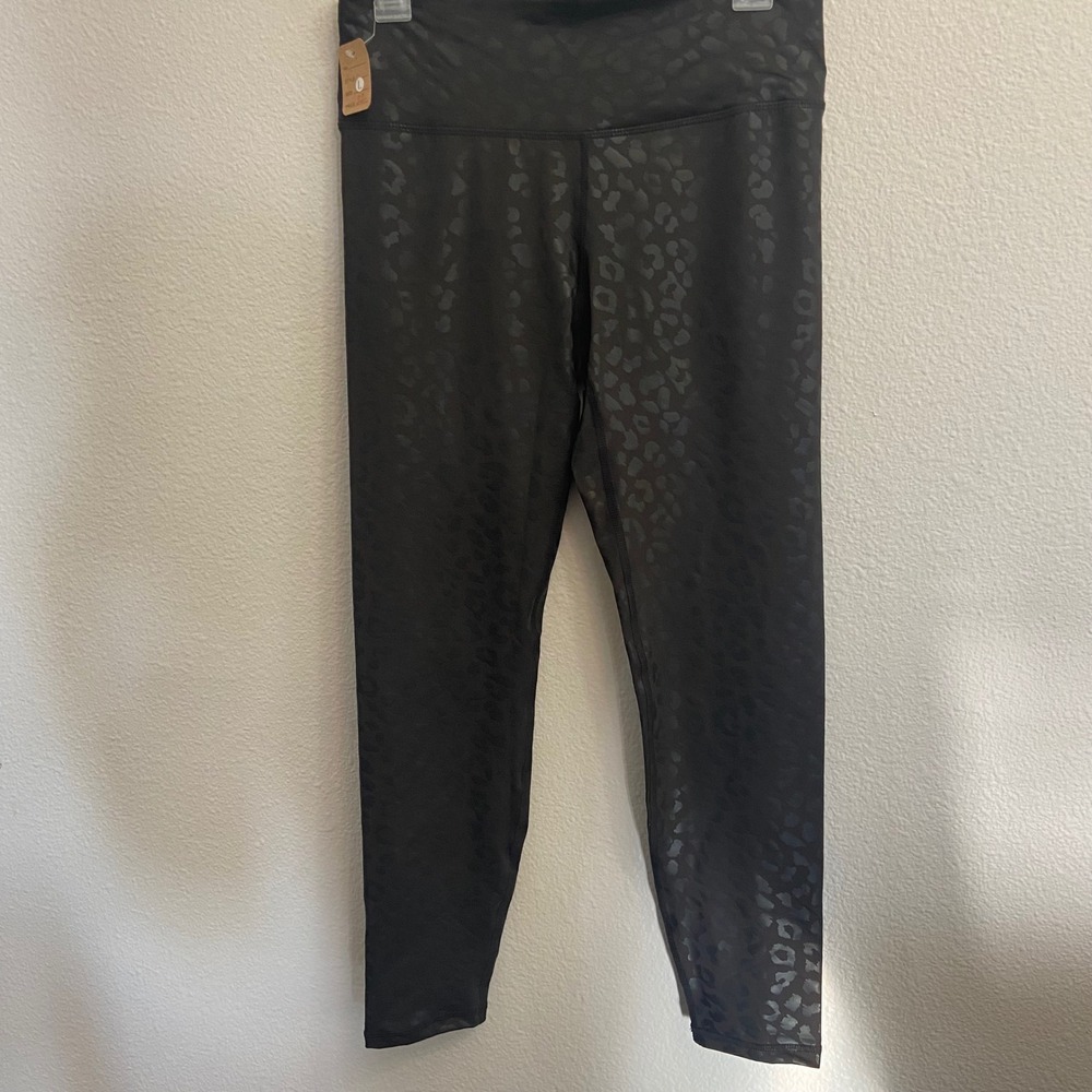 Women's Large Rae Mode Black Leopard Print High Waist Athletic Leggings NWOT - Picture 2 of 9